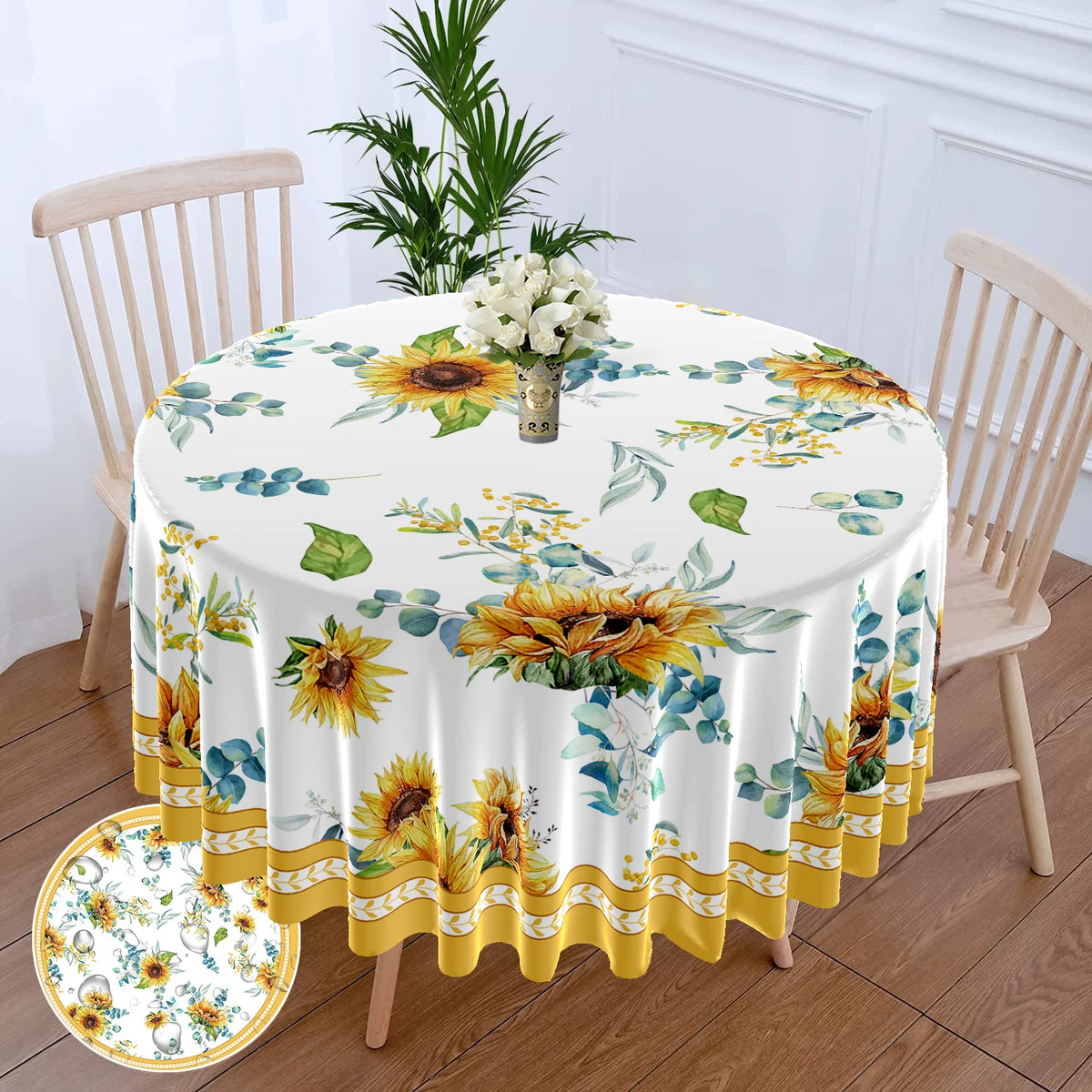 nappe table ronde fleur imprimée imperméable polyester classiqueextérieur maison fêtes blanc rose verte