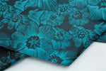tissu polyester bleu vert fleurs grandes moderne opacité résistant couture bricolage Jacquard 150cm