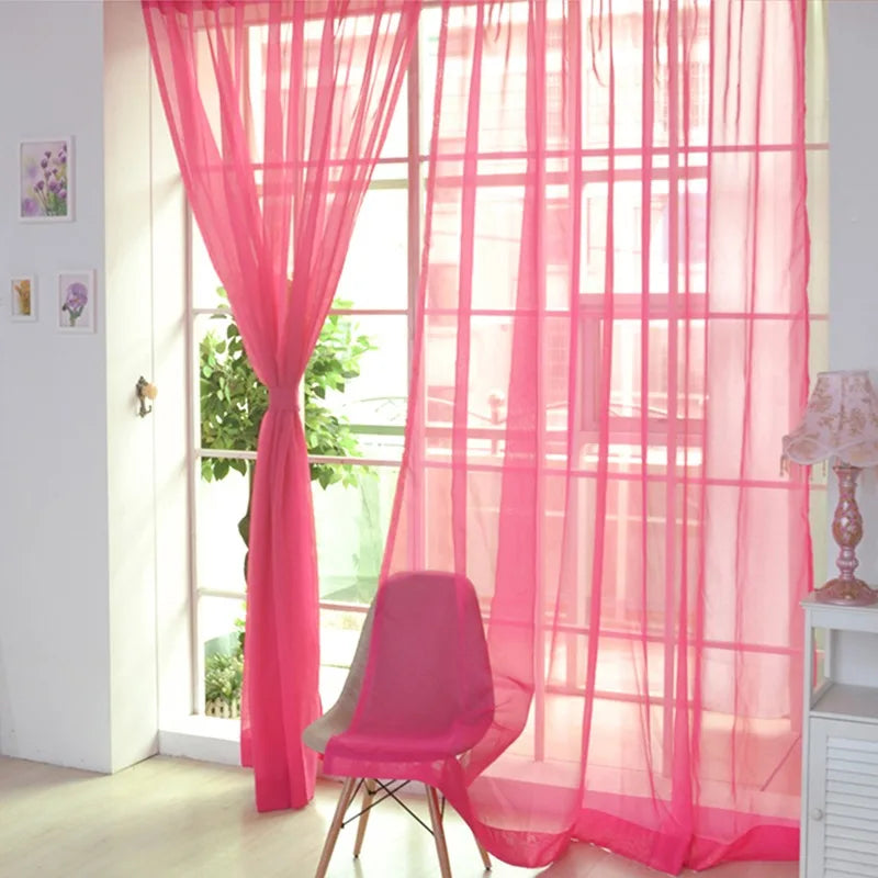 rideaux tulle transparent effet plissé rose rouge vert blanc bohème fluides chambre maison