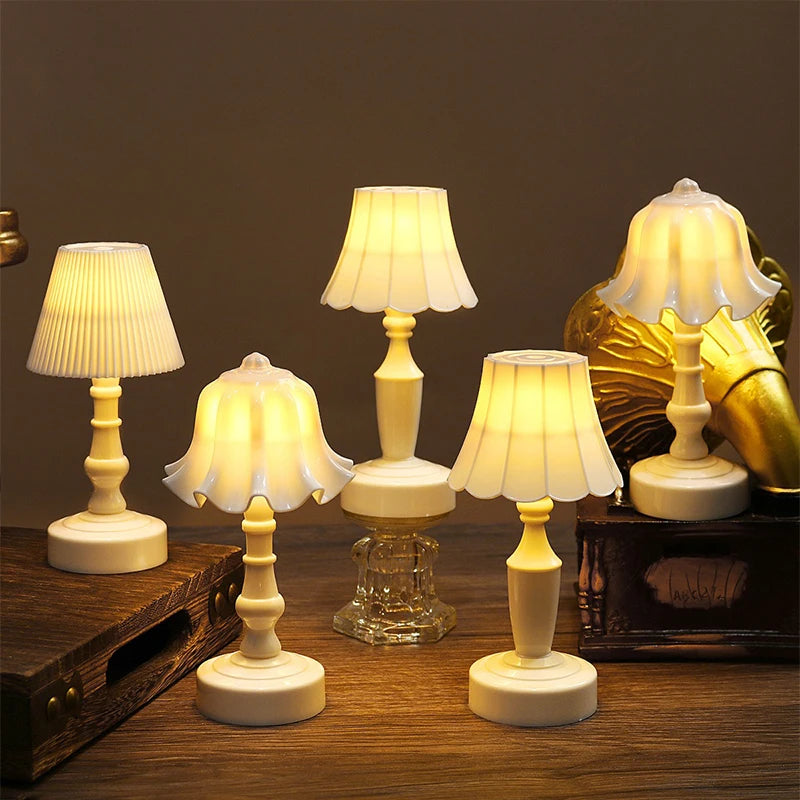 lampe table veilleuse fleur led blanc plissé classique adhésif interrupteur chambre coucher