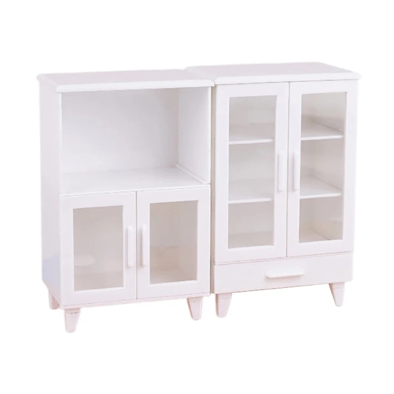 armoire miniature blanche moderne tiroir portes vitrées décoration intérieure étagère pieds chambre blanc lisse