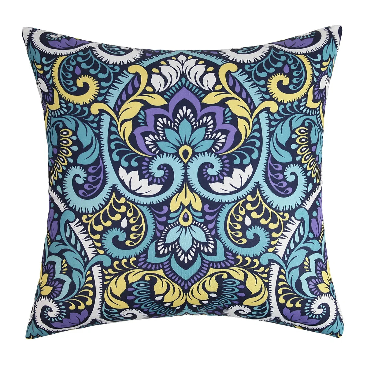 housses coussin imperméables motif floral moderne adhésif bleu violet jaune blanc