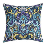 housses coussin imperméables motif floral moderne adhésif bleu violet jaune blanc