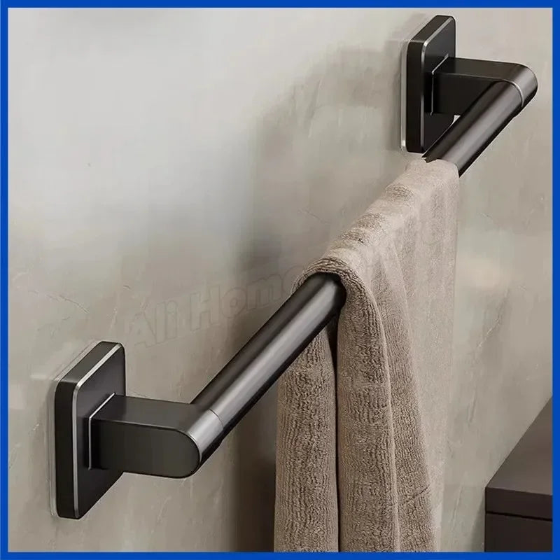 porte serviettes mural adhésif aluminium noir moderne sans perçage électroplaté 30cm 40cm 50cm