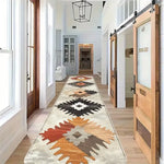 tapis bohème aztèque antidérapant intérieur extérieur beige marron orange gris noir moderne ethnique