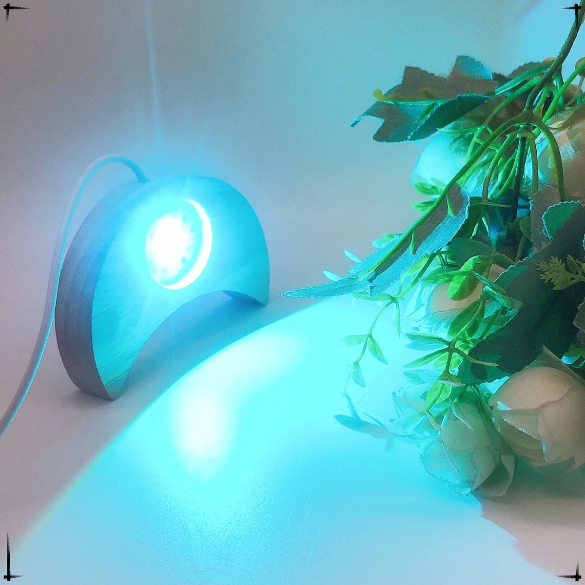 lampe table moderne bois lunaire lumière blanche décoration intérieure minimaliste