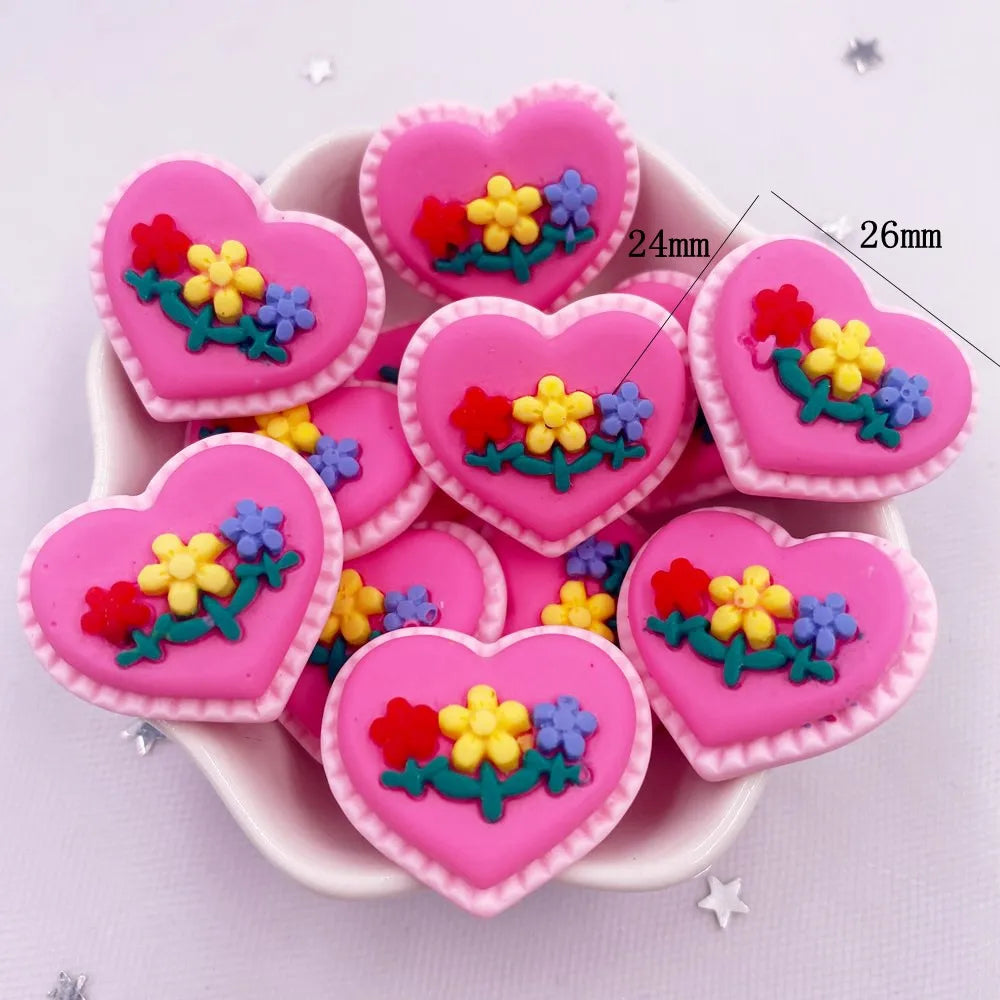 peinture résine kawaii biscuits décorés fleurs stylisées couleurs vives décorative enfantine bricolage scrapbooking