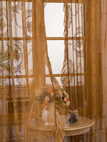 rideau floral semi transparent classique brodé fleurs beige clair salon décoration intérieure polyester