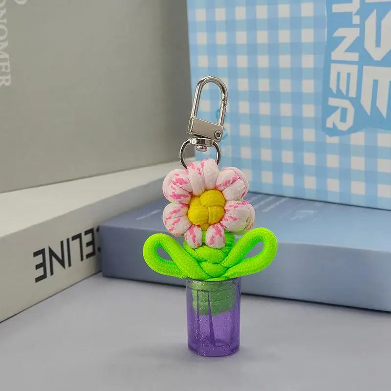 porte clés fleur tridimensionnelle couleurs vives boucle métallique créatif artisanal transparent opaque