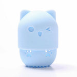 pot savon silicone rose bleu violet animalier brosse nettoyage intégrée texture douce patte chat