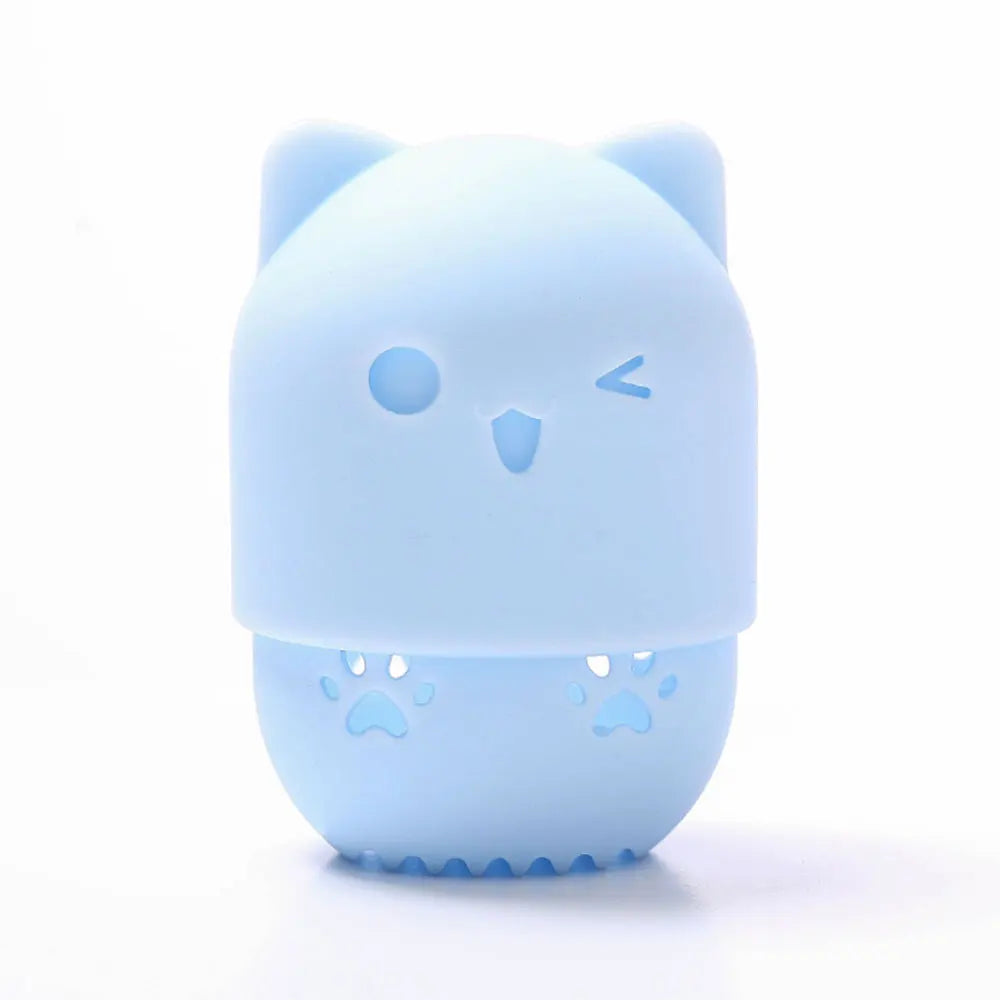 pot savon silicone rose bleu violet animalier brosse nettoyage intégrée texture douce patte chat