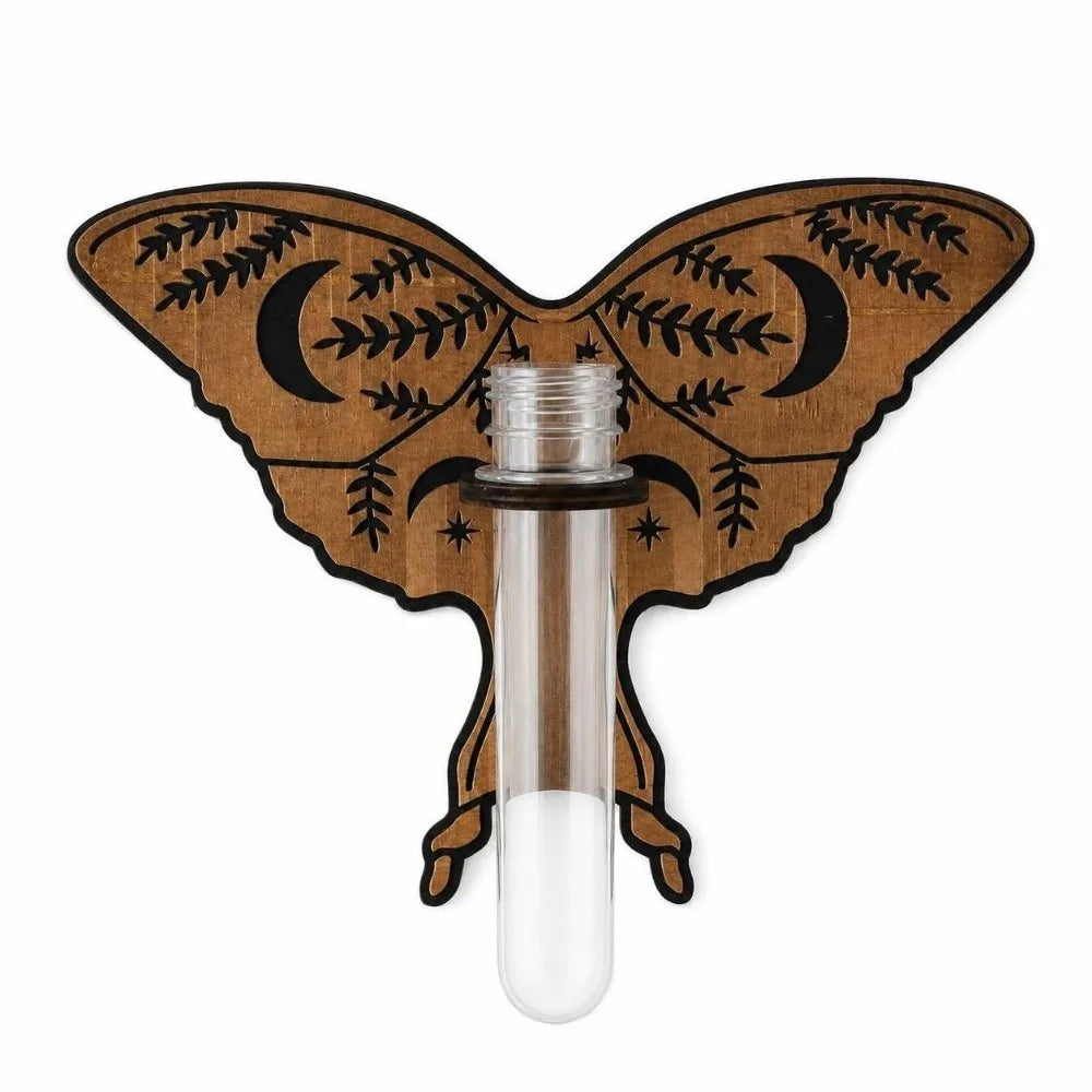 support mural boho chic plante papillon floral clips marron vert transparent