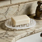 porte savon silicone drainage moderne blanc translucide hexagonal salle bain évier