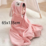 serviette bain enfant brodée dessin animé microfibre rose clair douce confortable