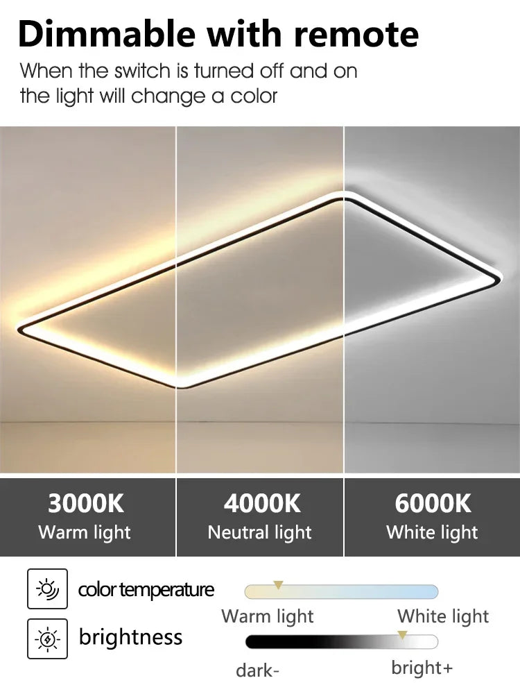 plafonnier led rectangulaire blanc moderne luminaire salon maison intérieur épuré aluminium blanc