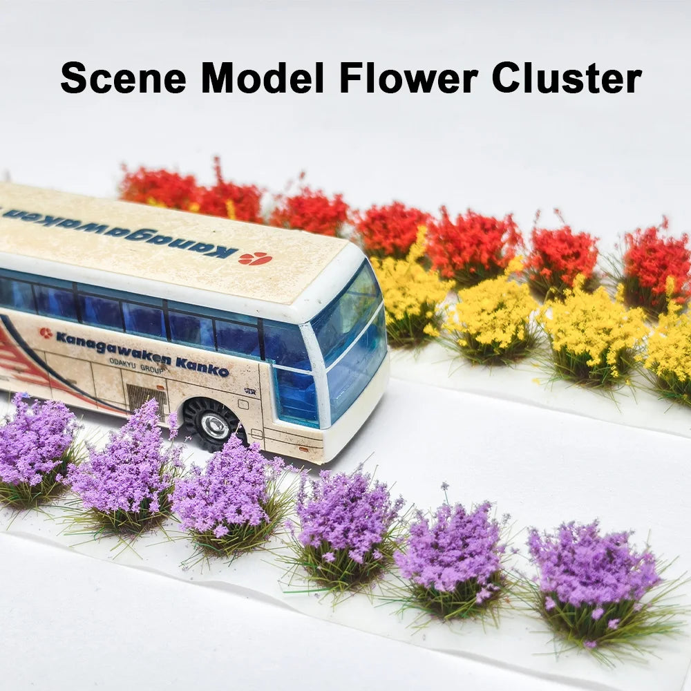 fleurs artificielles miniatures multicolores rouge jaune violet blanc rose diorama construction paysage jardin decoration