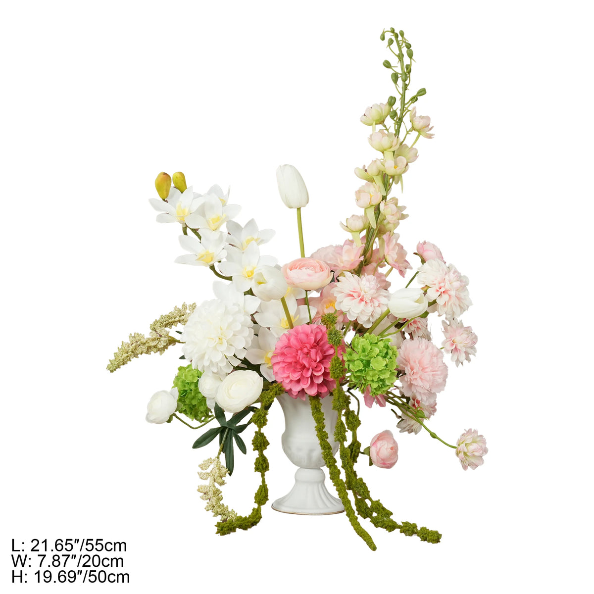 bouquets fleurs artificielles blanc rose vert bouquet feuillage classique décoration mariage anniversaire table extérieur
