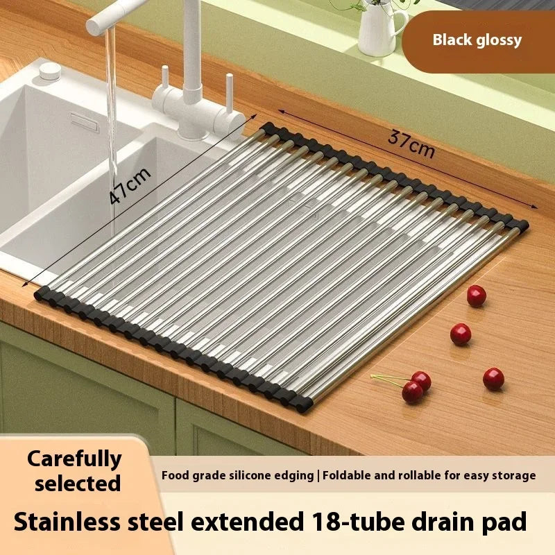 étendoir vaisselle pliable moderne acier inoxydable gris blanc clips fonctionnel cuisine