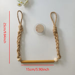 porte papier toilette bohème bois clair beige corde fixations murales rustique 25cm 15cm