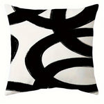 taies d'oreiller imprimées motif abstrait noir blanc contemporaines 45x45cm opaques maison hospitalière