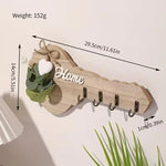 porte clés mural bois clair moderne lettre ruban cœur plante artificielle
