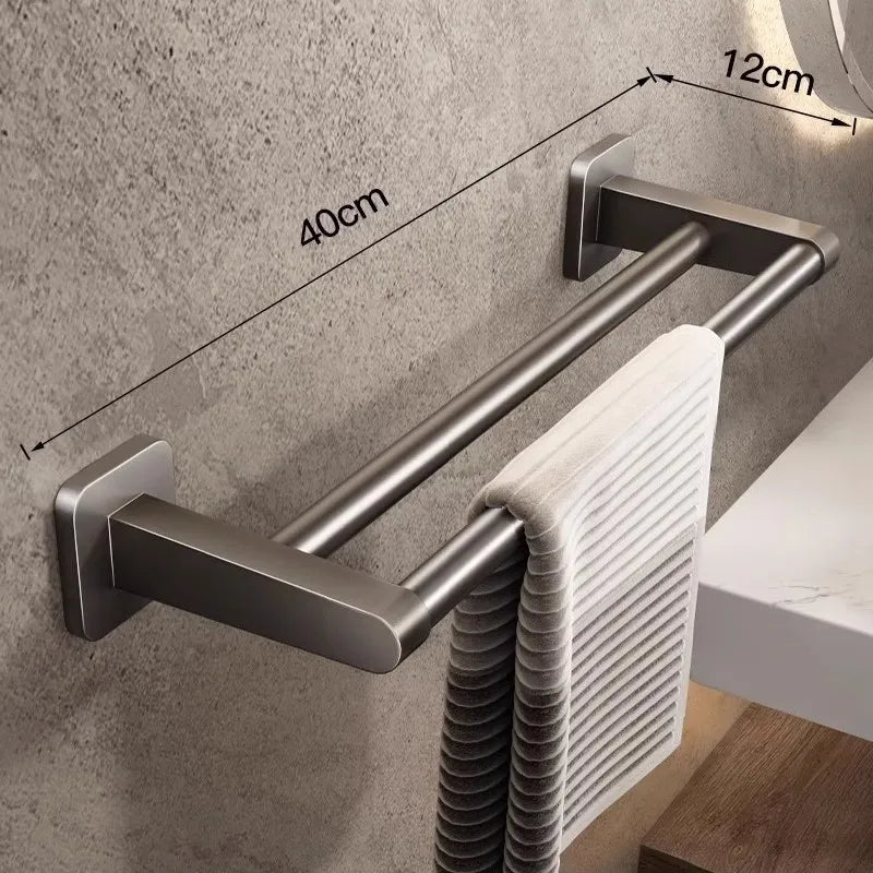 porte serviettes mural gris lisse adhésif moderne salle bain serviettes self contained