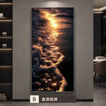 tableau moderne vague lumineuse cadre mural éclairage led noir bleu doré fixé mur appliques