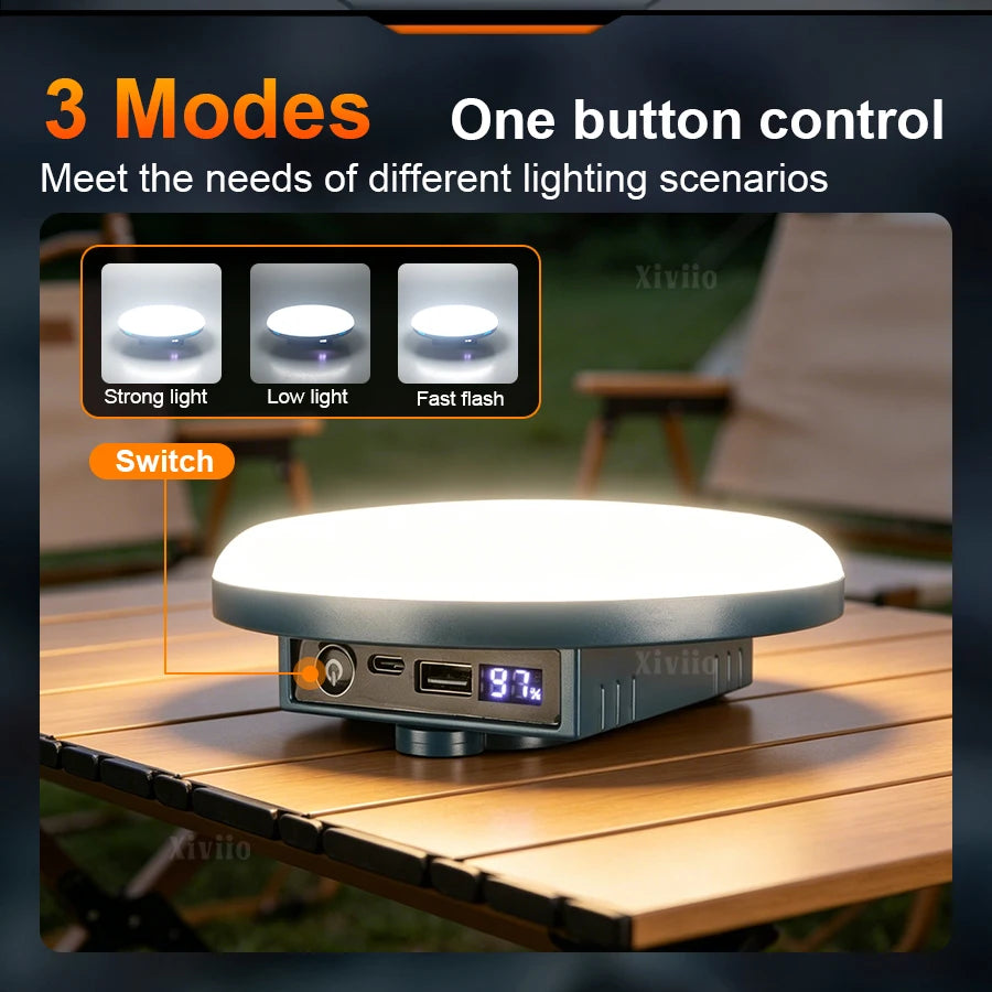 lampe portable led rechargeable aimantée écran digital usb camping travail pêcheextérieur