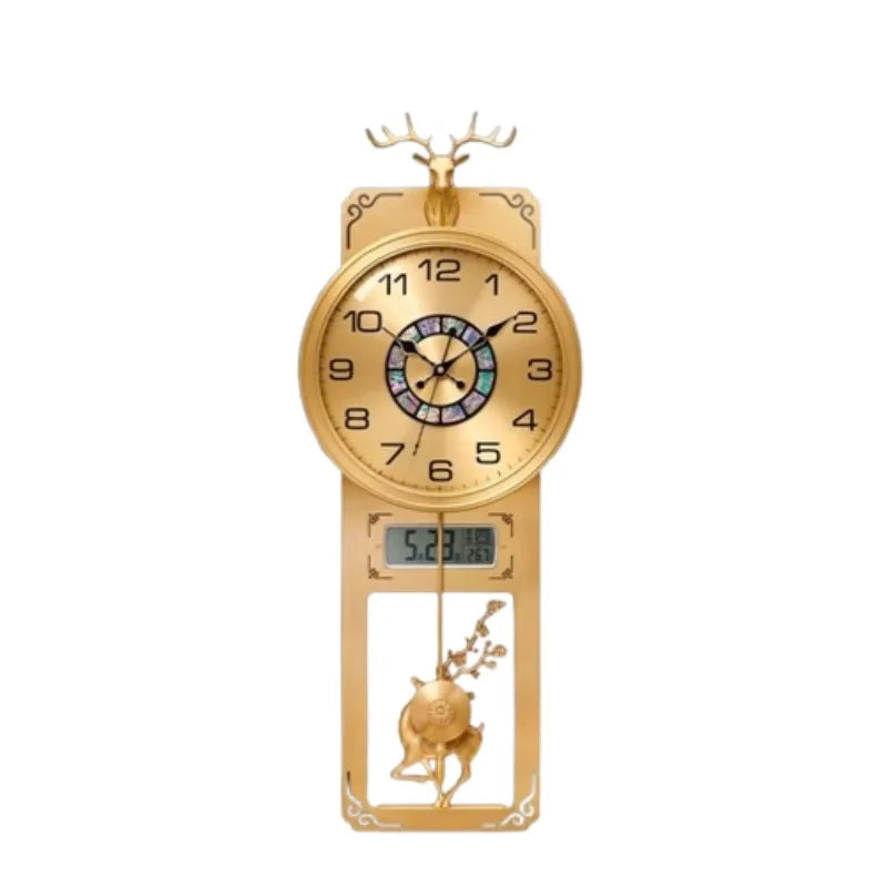 horloge murale moderne ornementale tête cerf salon horloge analogique motif animal ornement asiatique