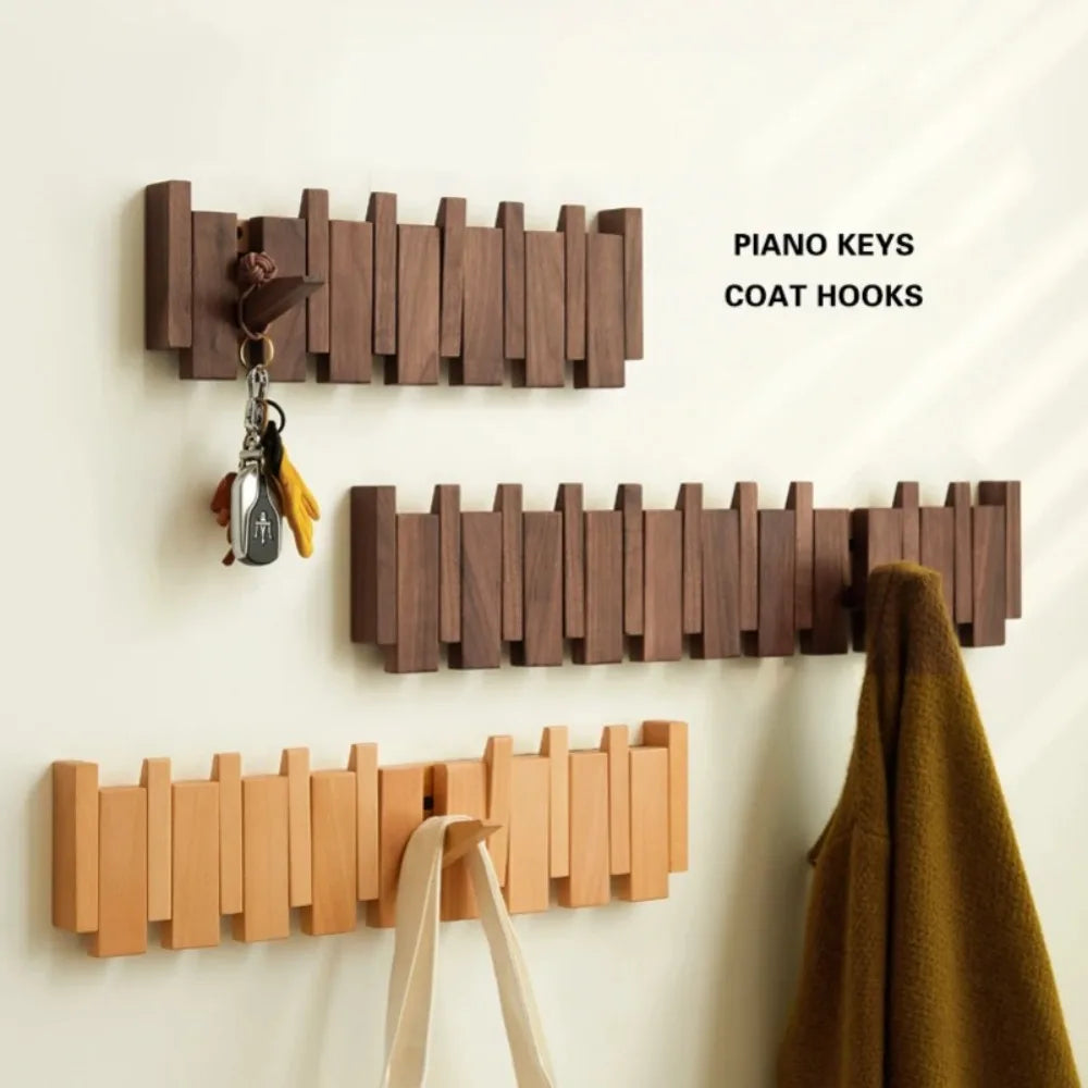 porte manteaux mural bois crochets piano moderne chapeau clés sac dos minimaliste decoration intérieure