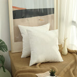 taies d'oreiller côtelées marron beige bleu moderne housse coussin lit chambre 45cm carré polyester