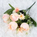 décoration intérieure bouquet fleurs artificielles roses blanches feuilles vertes modernes 29cm 3pcs