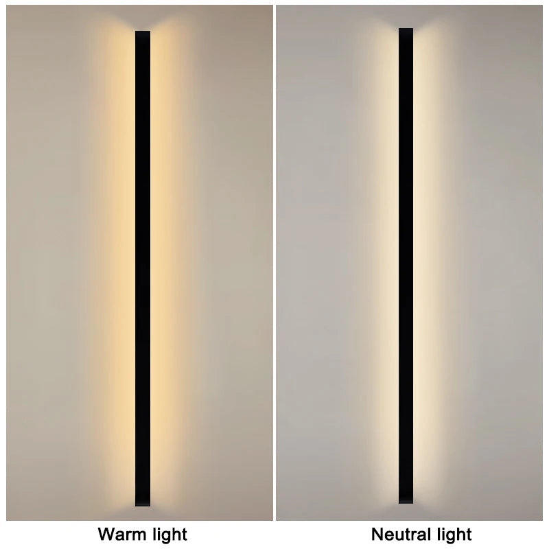 lampe murale led moderne noire ip65 55cm 80cm 100cm 120cm 145cm