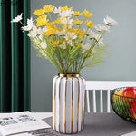 vases céramique moderne blanc doré texture rugueuse ligne élégant fleurs