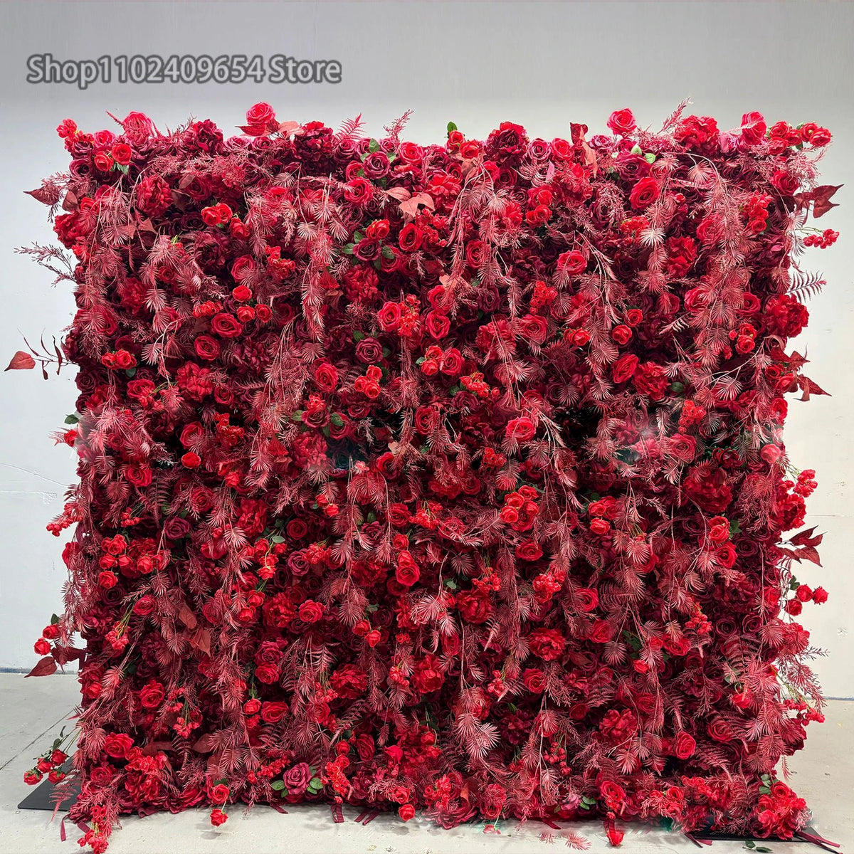 panneau floral decoratif blanc rouge fleurs artificielles toile fond mariage mur fleurs decoratif