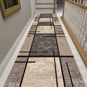 tapis couloir géométrique moderne beige marron gris bleu jaune blanc noir large haute qualitéversible