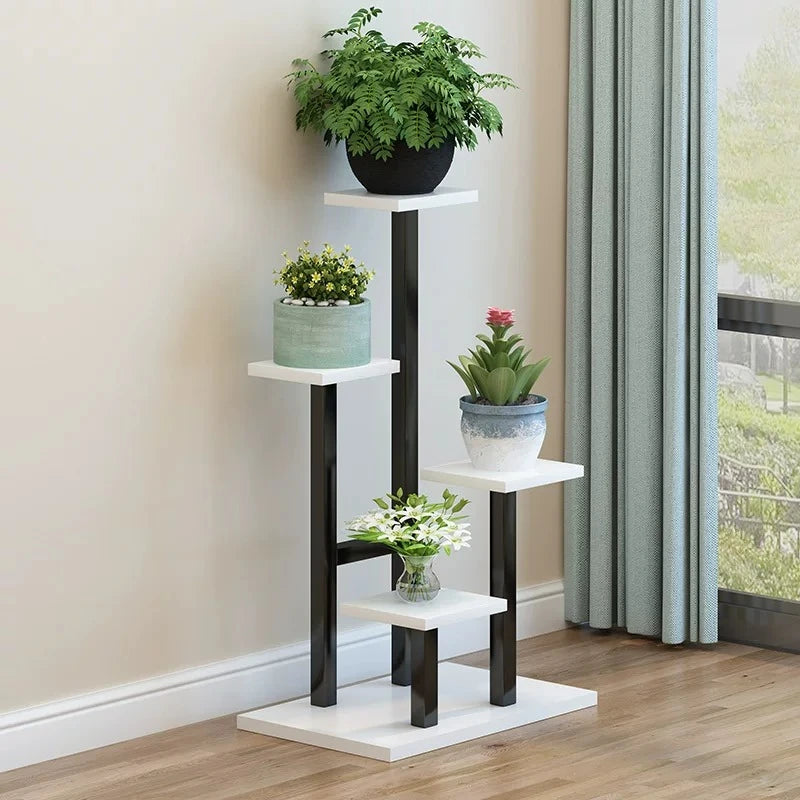étagère plantes extérieure métal blanc moderne balcon jardin plantes artificielles