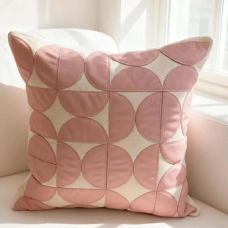 coussin carré géométrique beige marron contemporain amovible lavable 45x45cm bohème fixations