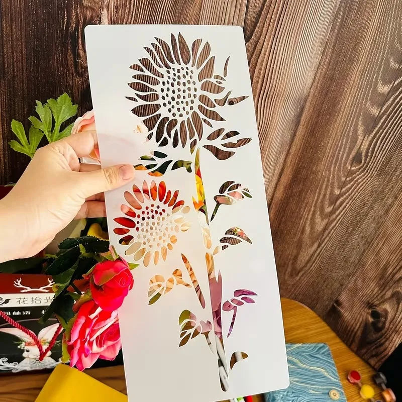 pochoirs réutilisables blancs fleurs artisanal adhésif 35cm 15cm stencil jardin artisanat