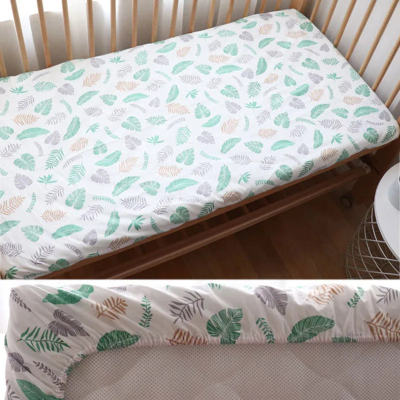 drap housse coton bébé 130x70cm dessins animés personnalisable moderne blanc beige bleuclair gris vert