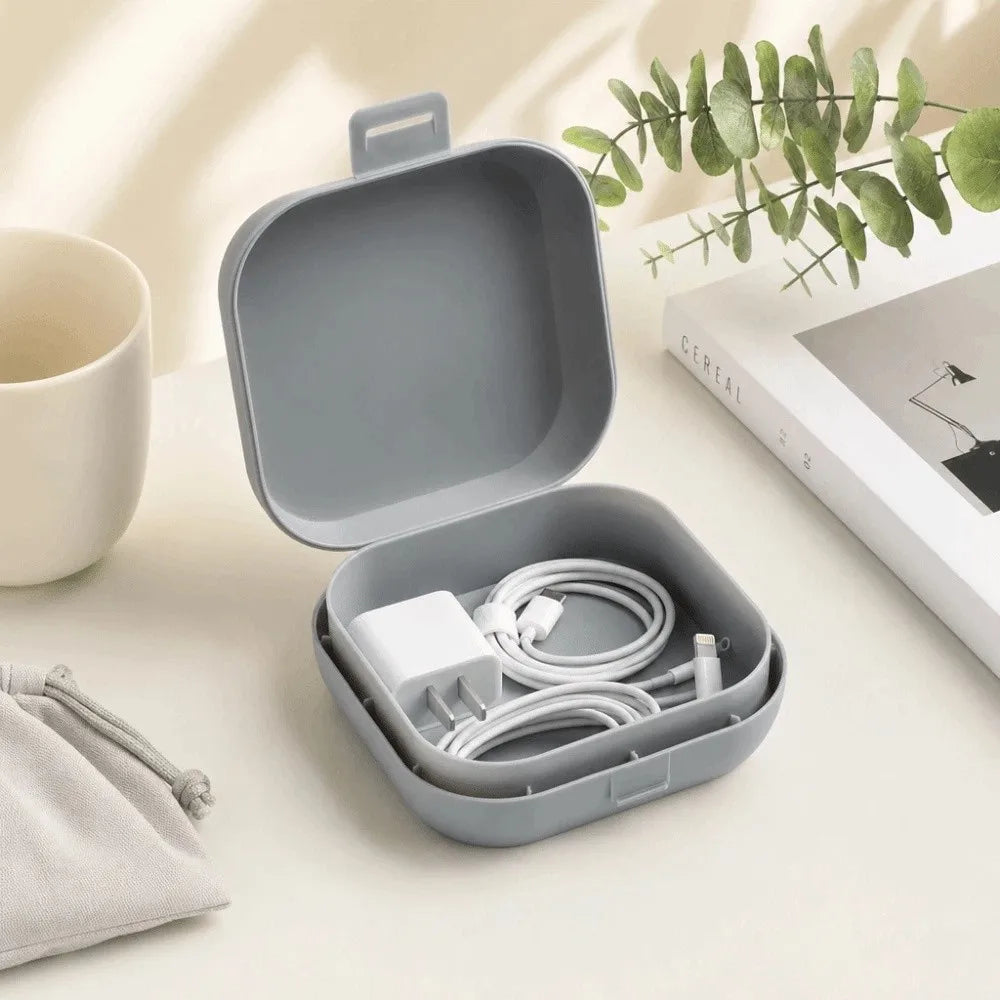 boîte rangement bijoux blanc gris moderne minimaliste plastique mat organisateur chargeur usb câble