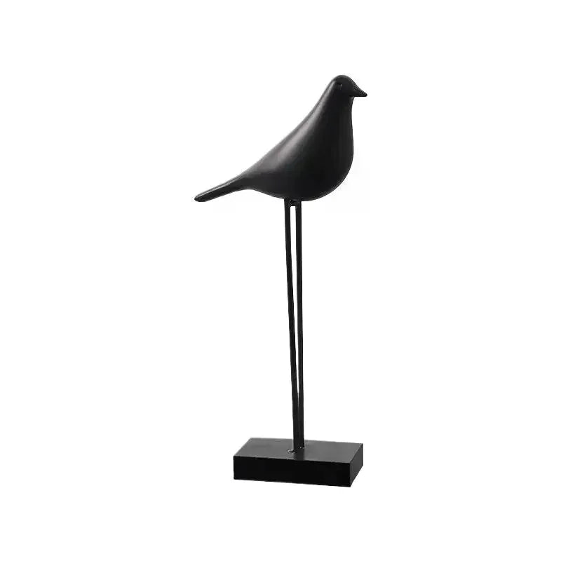 statues oiseaux noir blanc minimaliste sculpture deco intérieur base plate pieds minces