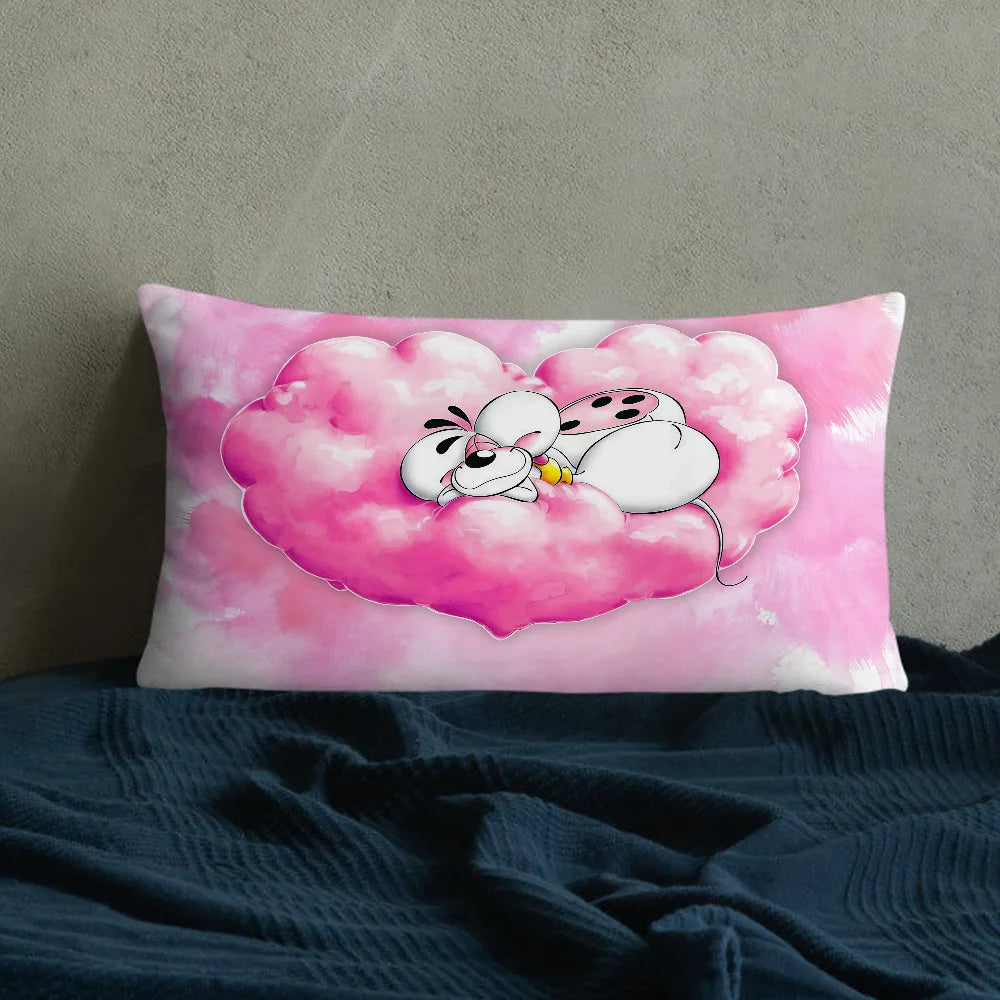 housse coussin imprimée polyester nuages animaux mignons rose blanc 30x50cm 40x60cm 48x74cm 50x70cm double