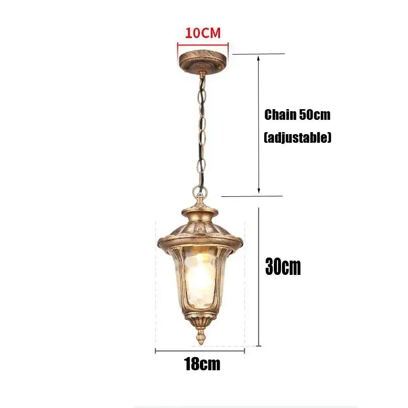 lampe suspendue or noir transparent classique vintage chaîne chambre salon étancheextérieur