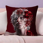 taie d'oreiller animée personnage floral rouge blanc maison hospitalière polyester opacité