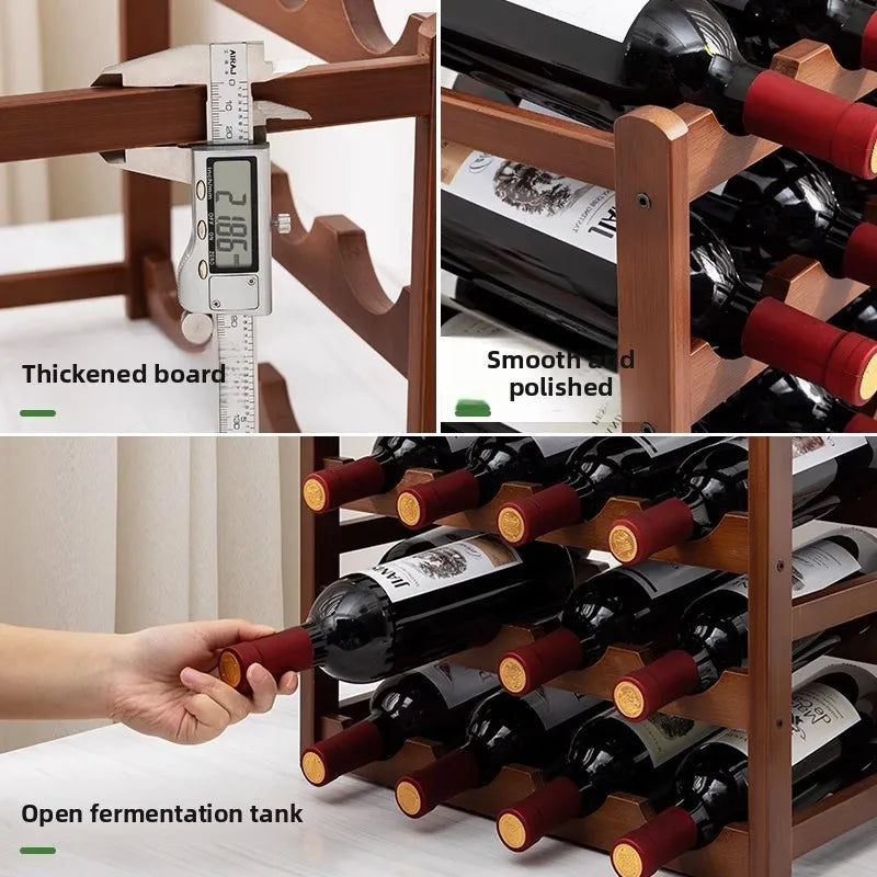 présentoir vin bois marron bouchons rouges moderne rustique rangement bouteilles bouchons verres accessoire vin