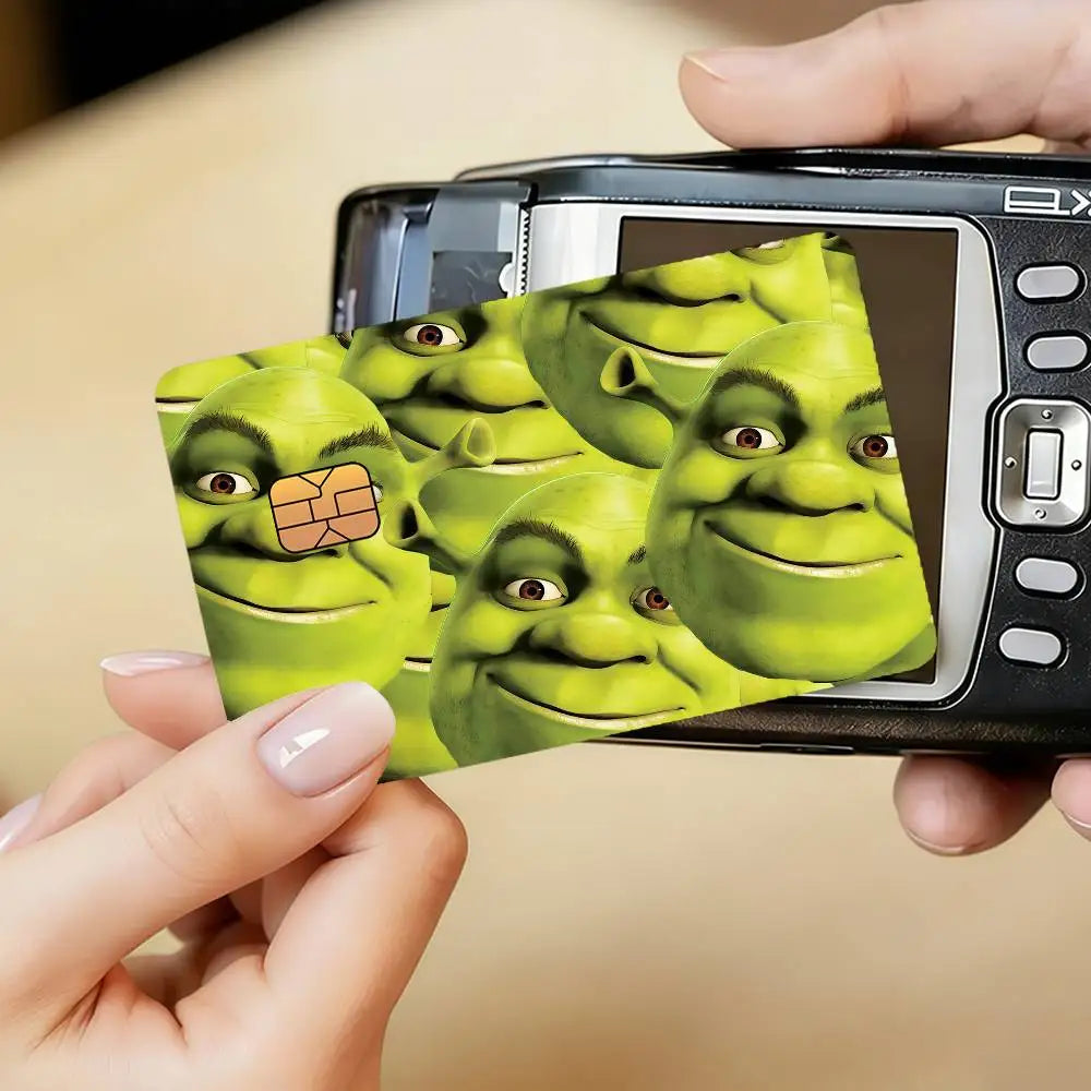 autocollants protection cartes bancaires face monstre vert shrek résistants rayures set pièces moderne illustratif