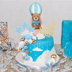décoration gâteau ours nuages étoiles sucre anniversaire fête thème enfant bleu doré