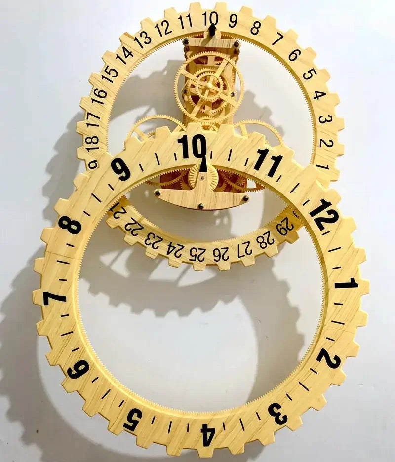 horloge mécanique vintage horloge murale noire or argent engrenages calendrier unique salon decoration