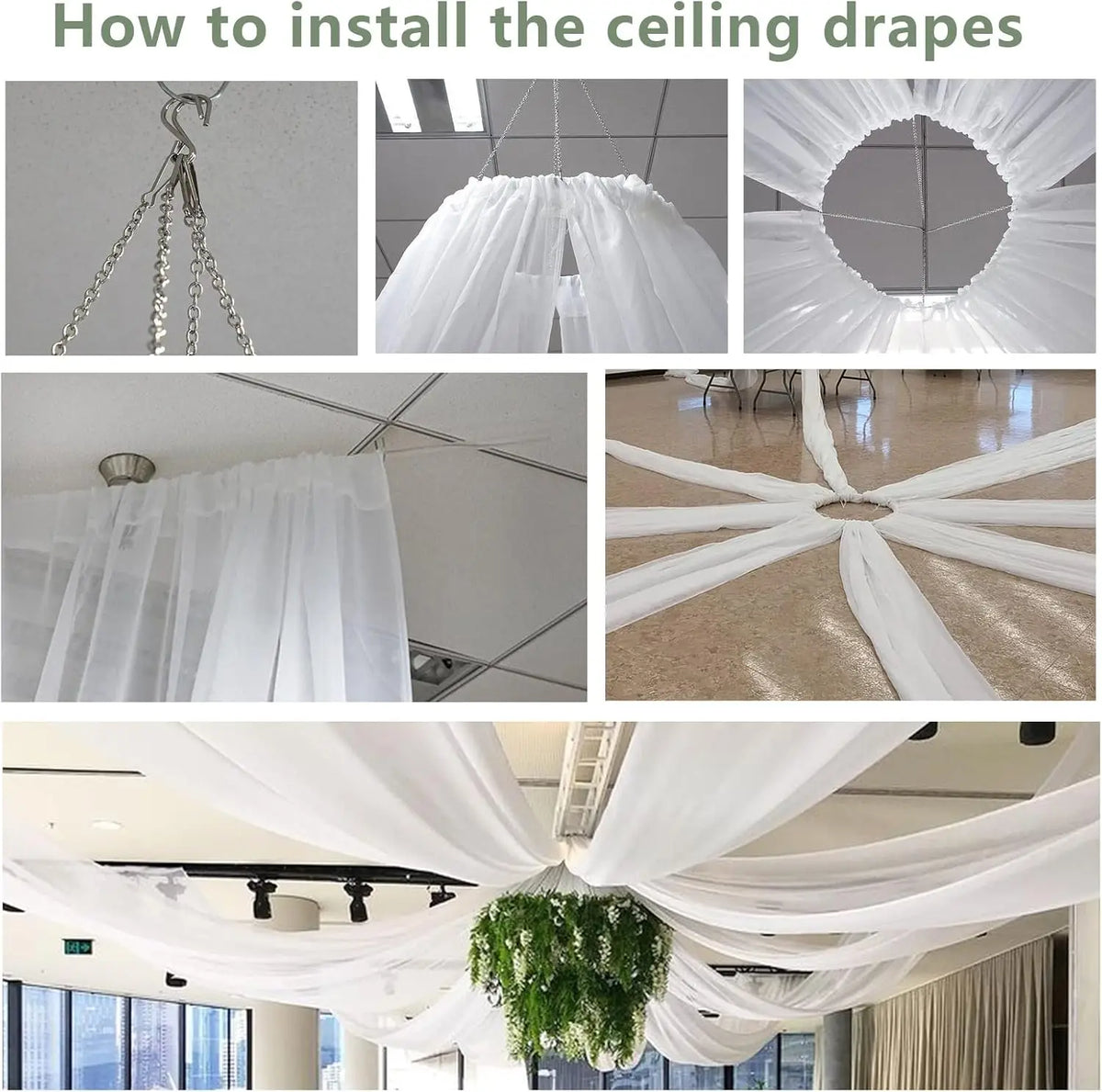 Rideau de plafond avec poches de suspension pour tringle
